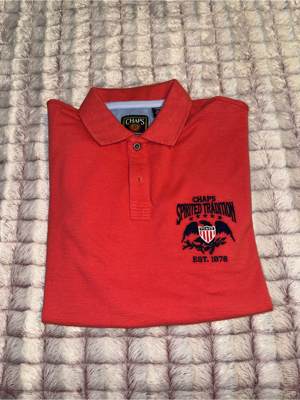CHAPS Men’s Polo Shirt Red Short Sleeve Embroidered Logo Size M New With Tags